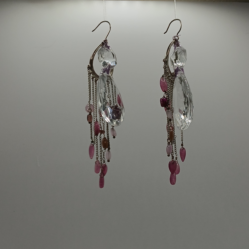 Chic Crystal and Pink Drop Earrings